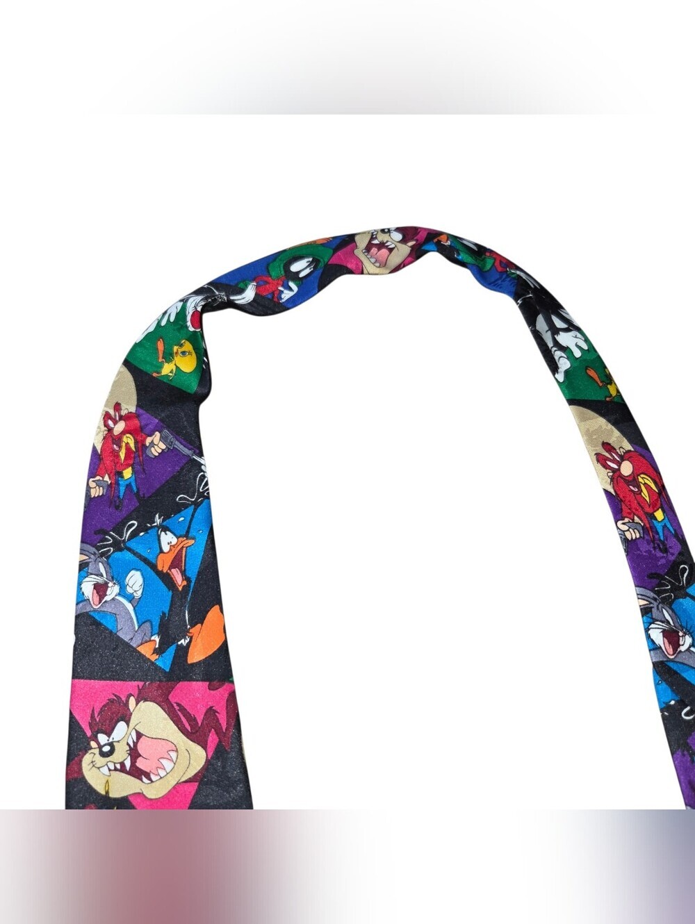 Warner Bros. Looney Tunes Character Black Tie with Multi-Color Panels - Picture 4 of 9